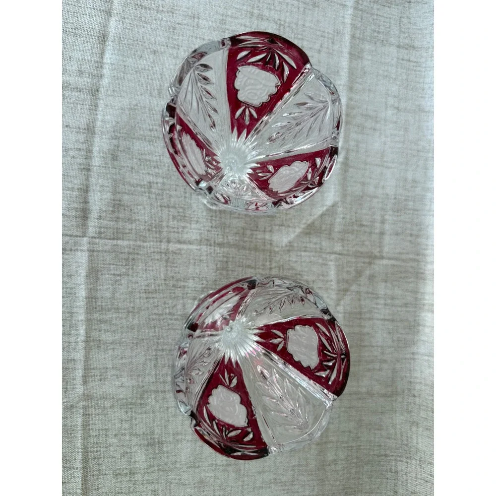 Anna Hütte Bleikristall candlesticks 24% lead crystal cranberry 